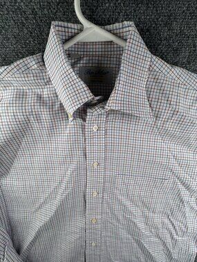 Ben Silver Button Up Shirt Long Sleeve Red Blue Check Long Sleeve 15.5 36 ******